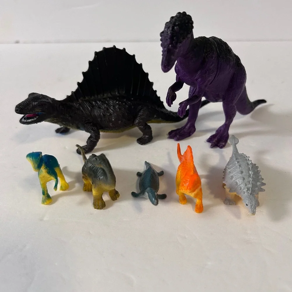 Vintage Style Dinosaur Toy Figure Lot of 7 Spinosaurus Pachycephalosaurus Multi